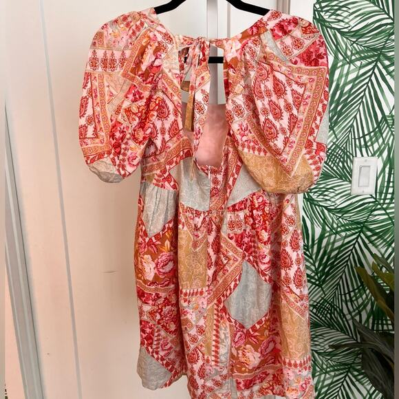 NEW Jacquie the Label Floral Patchwork Puff Sleeve Mini Dress Sz small - Picture 3 of 9